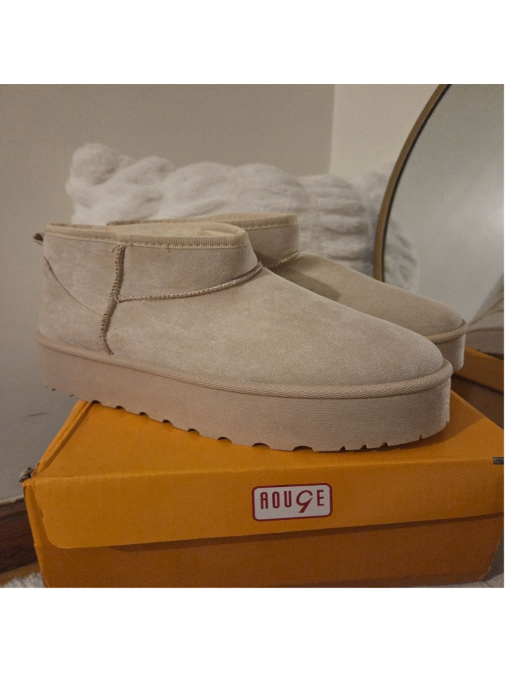 Women's ROUGE HELIUM Beige Platform Ankle Boots & Booties Size 10